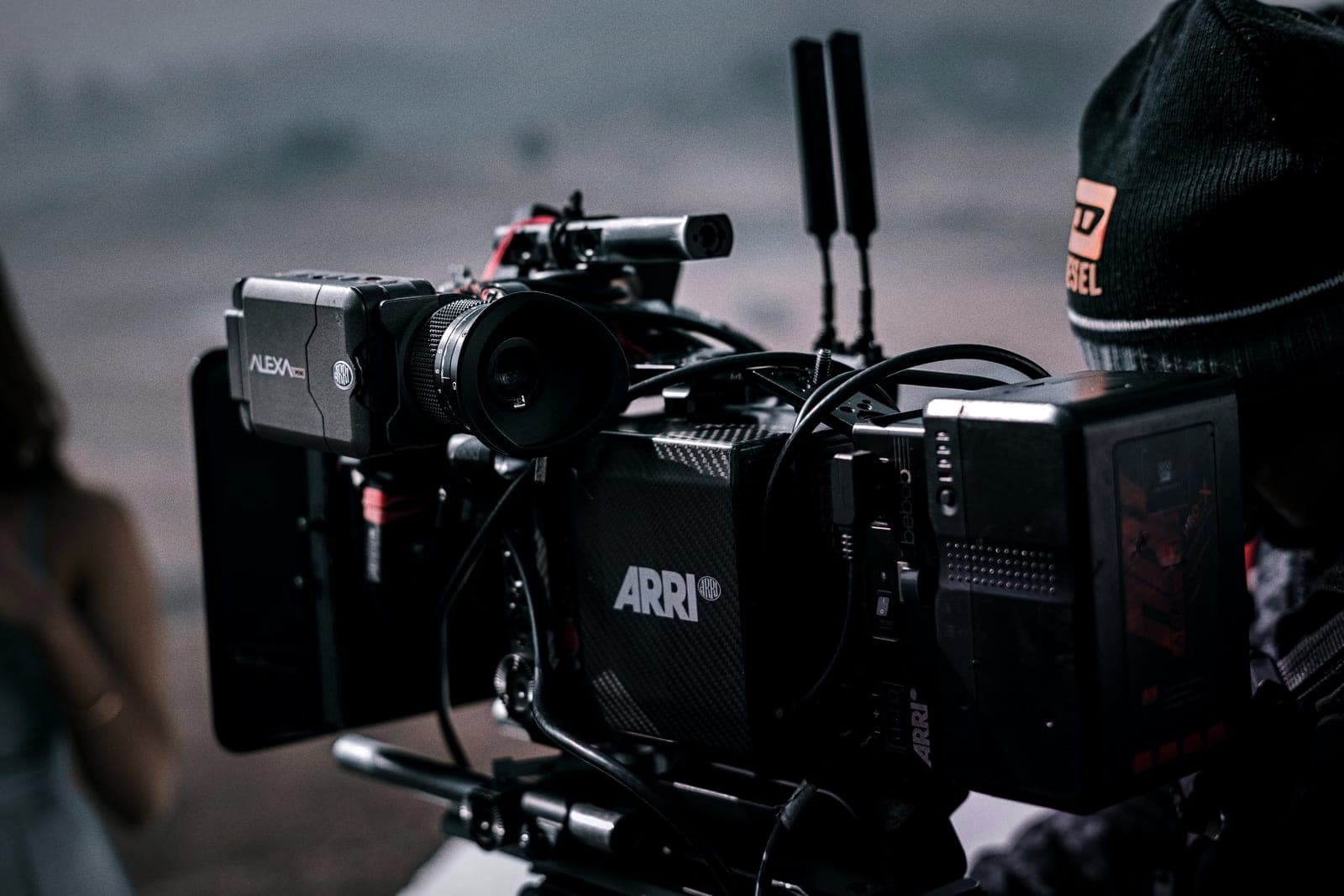A cinema camera rigged and ready on a Watchdog Media set.
